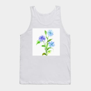 Blue Watercolor Flower Tank Top